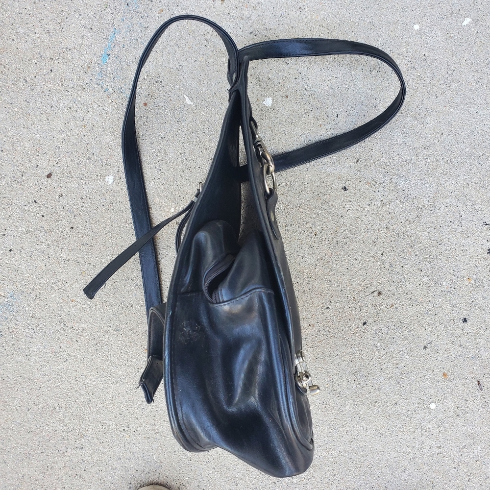 VINTAGE Tear Drop Leather Backpack with Silver Hardware OG Style - Picture 5 of 7